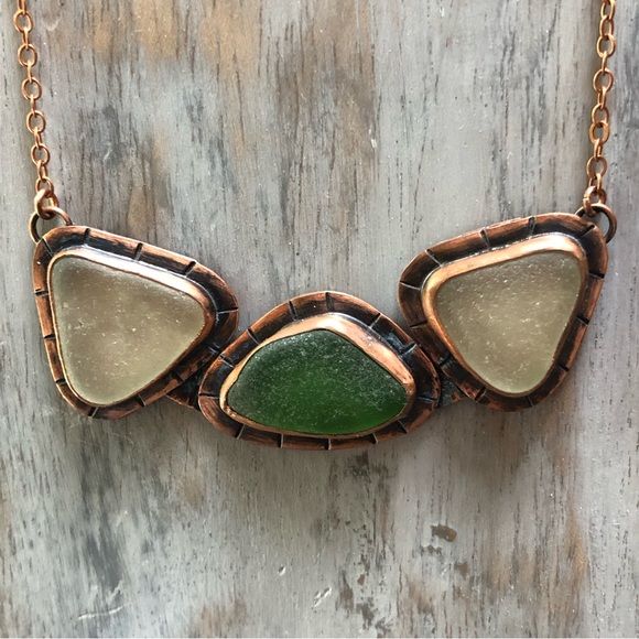 Sea Glass Copper Artisan Necklace - Picture 2 of 9